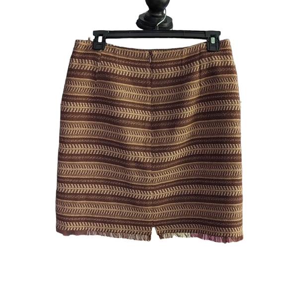 Bob Timberlake Striped Mini Skirt Size 4 Brown Frayed Hem Boho Southwestern - Picture 2 of 10